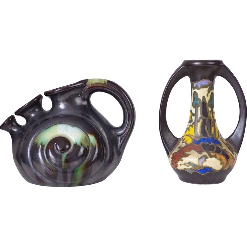 Vintage-Vasenpaar aus Keramik von M. Bergen, Belgien