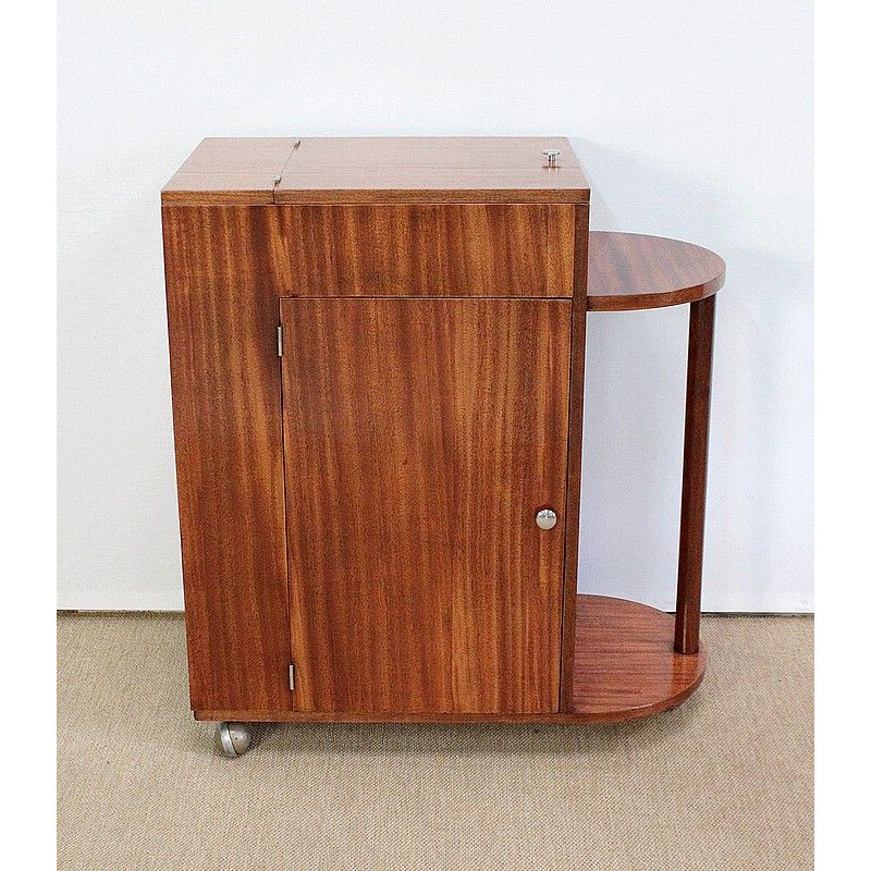 Mid century mahogany veneer bar cabinet, 1950s