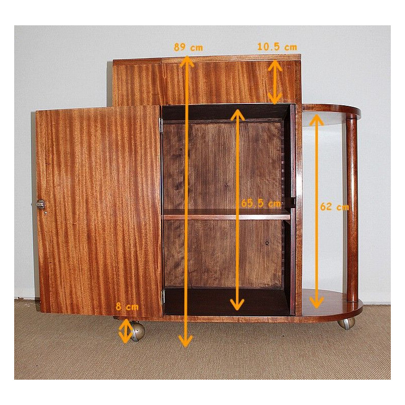 Mid century mahogany veneer bar cabinet, 1950s