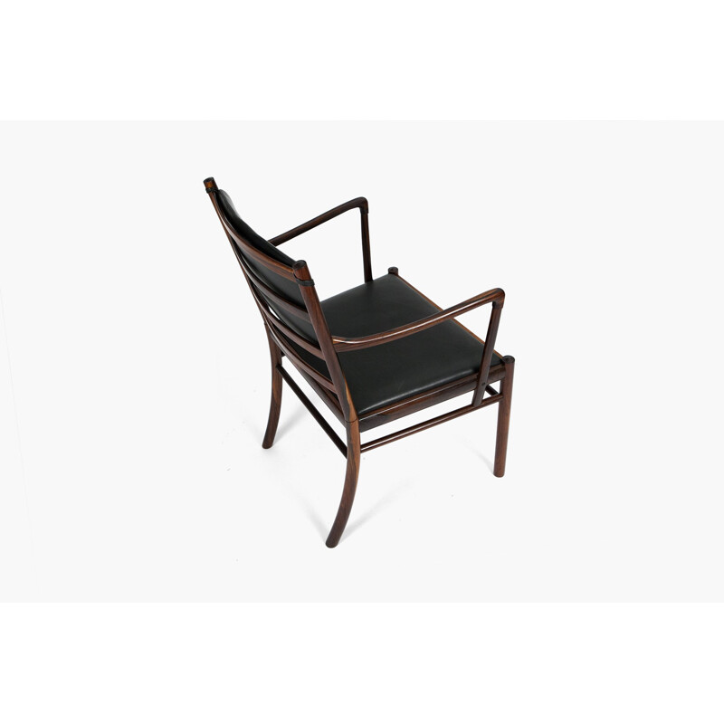 P. Jeppesen "PJ-3011" armchair in rosewood and black leather, Ole WANSCHER - 1960s