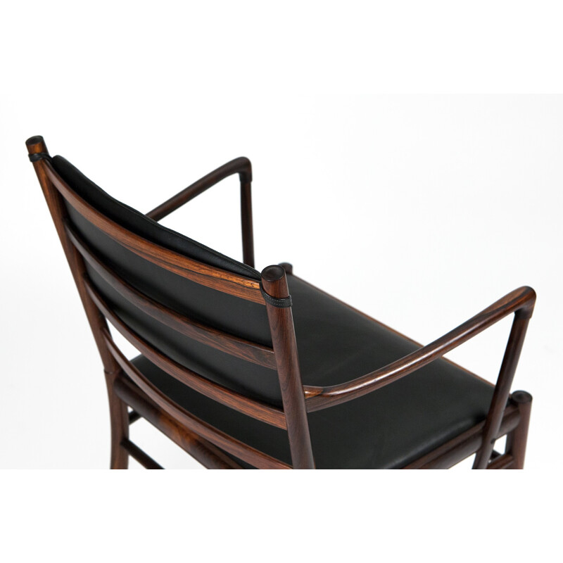 P. Jeppesen "PJ-3011" armchair in rosewood and black leather, Ole WANSCHER - 1960s