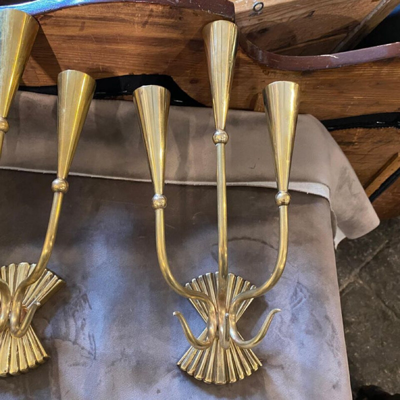 Pair of mid-century modern brass wall sconces by Cesare Lacca, 1950s