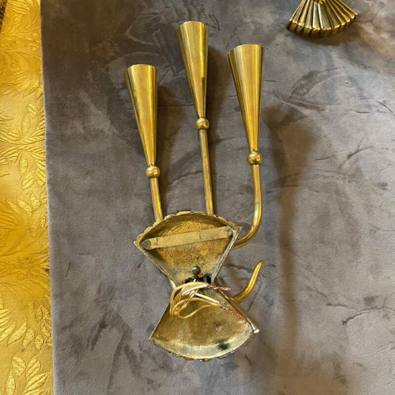 Pair of mid-century modern brass wall sconces by Cesare Lacca, 1950s