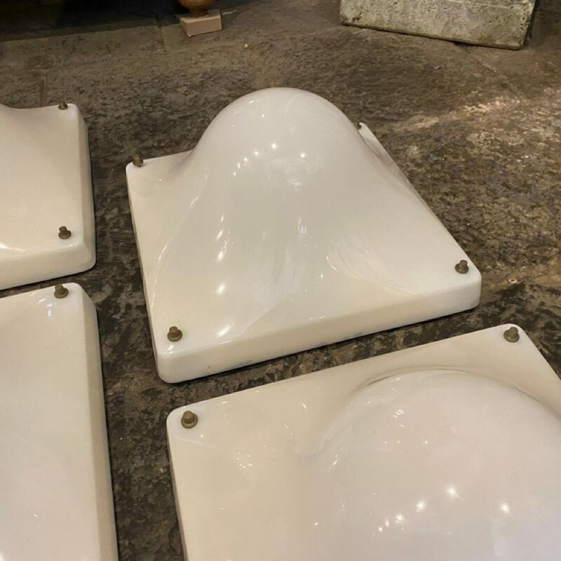 4 square vintage space age sconces in acrylic bolla by Elio Martinelli, Italy 1970