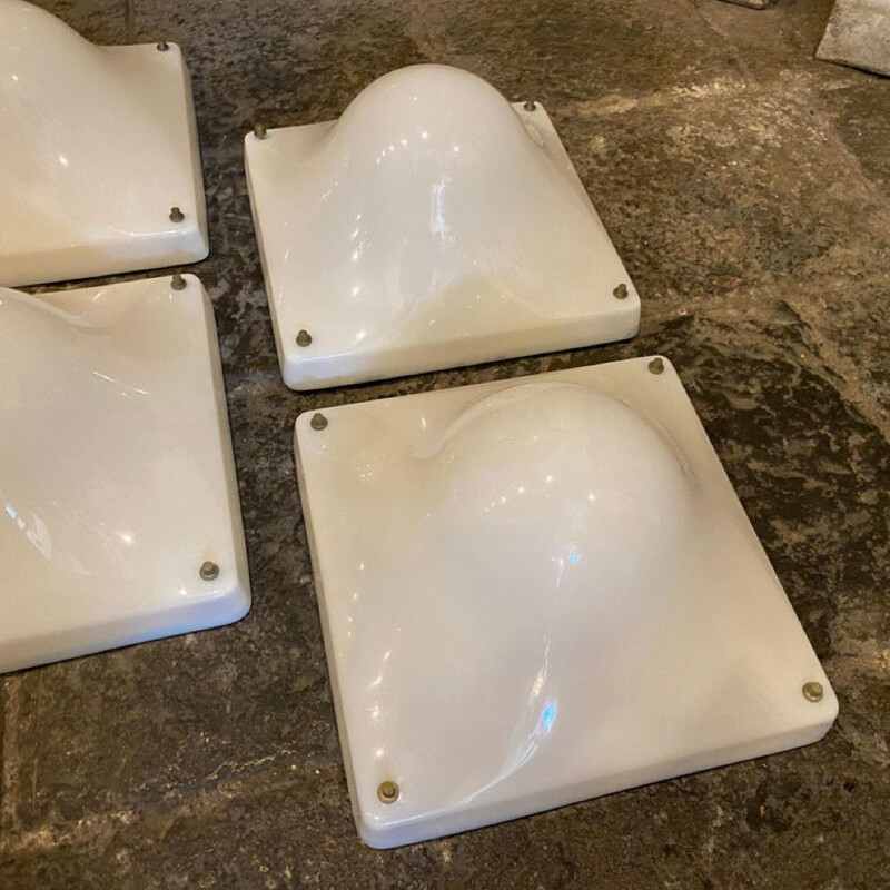 4 square vintage space age sconces in acrylic bolla by Elio Martinelli, Italy 1970