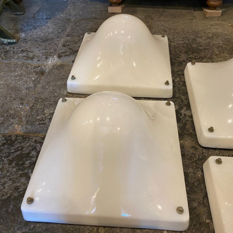 4 square vintage space age sconces in acrylic bolla by Elio Martinelli, Italy 1970