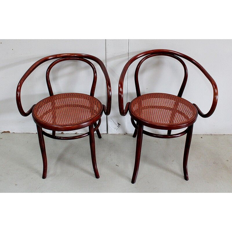 Pair of vintage Le Corbusier wooden armchairs by Thonet, France 1920