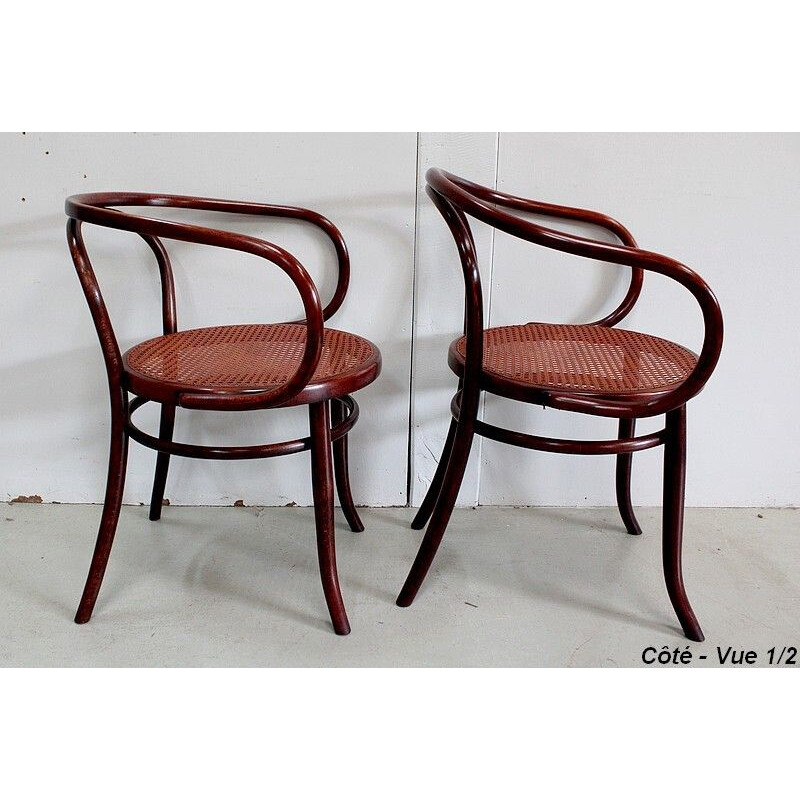 Paire de fauteuils vintage en bois Le Corbusier de Thonet, France 1920