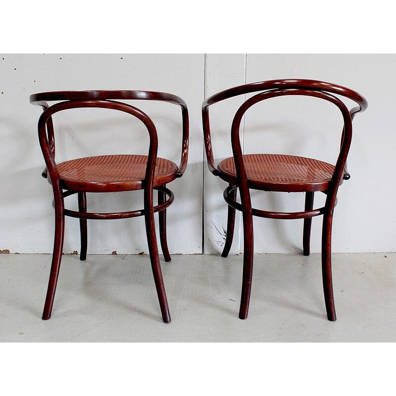 Pareja de sillones de madera vintage Le Corbusier de Thonet, Francia 1920