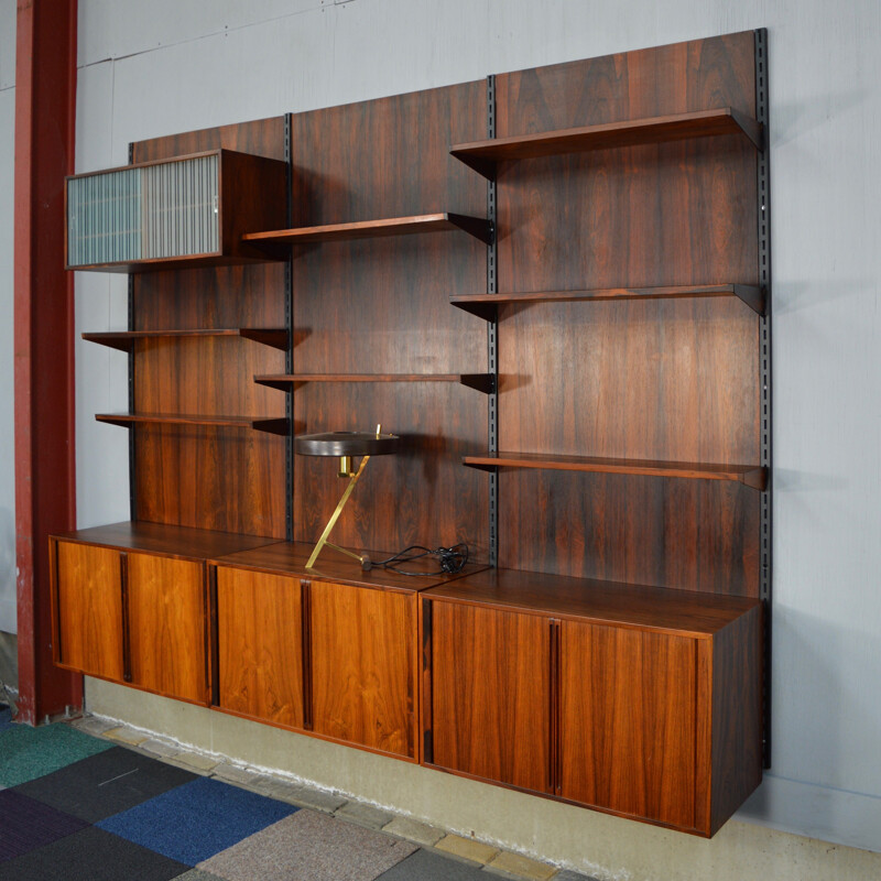 Modular wall unit system in rosewood, Kai KRISTIANSEN - 1960s