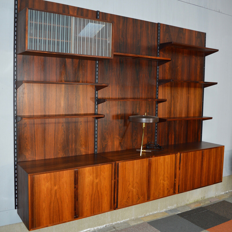 Modular wall unit system in rosewood, Kai KRISTIANSEN - 1960s