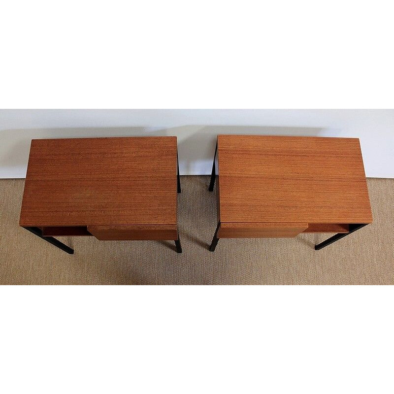 Pair of vintage teak night stand tables, 1960s