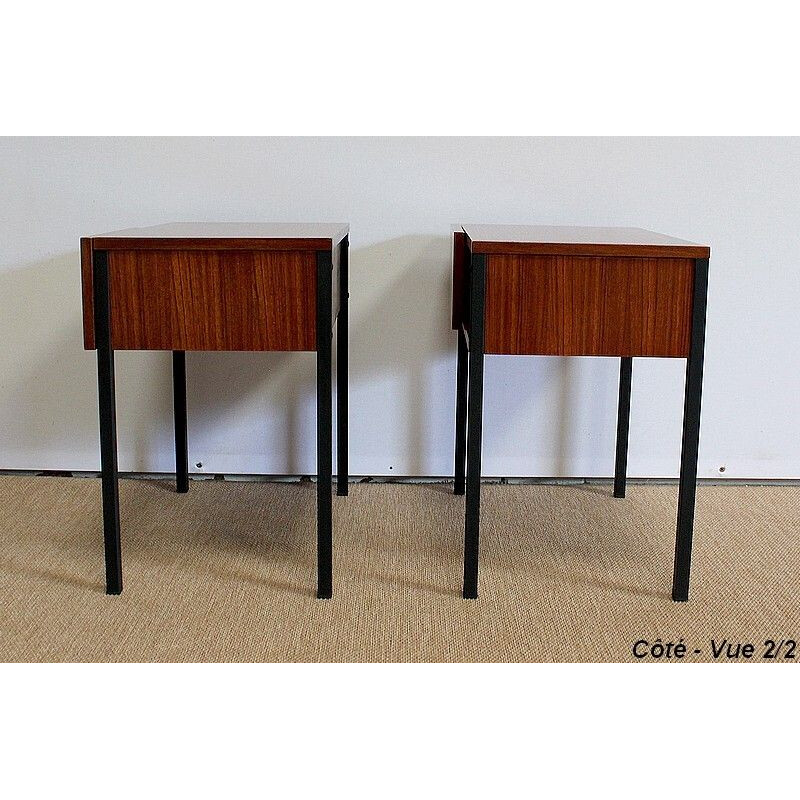 Pair of vintage teak night stand tables, 1960s