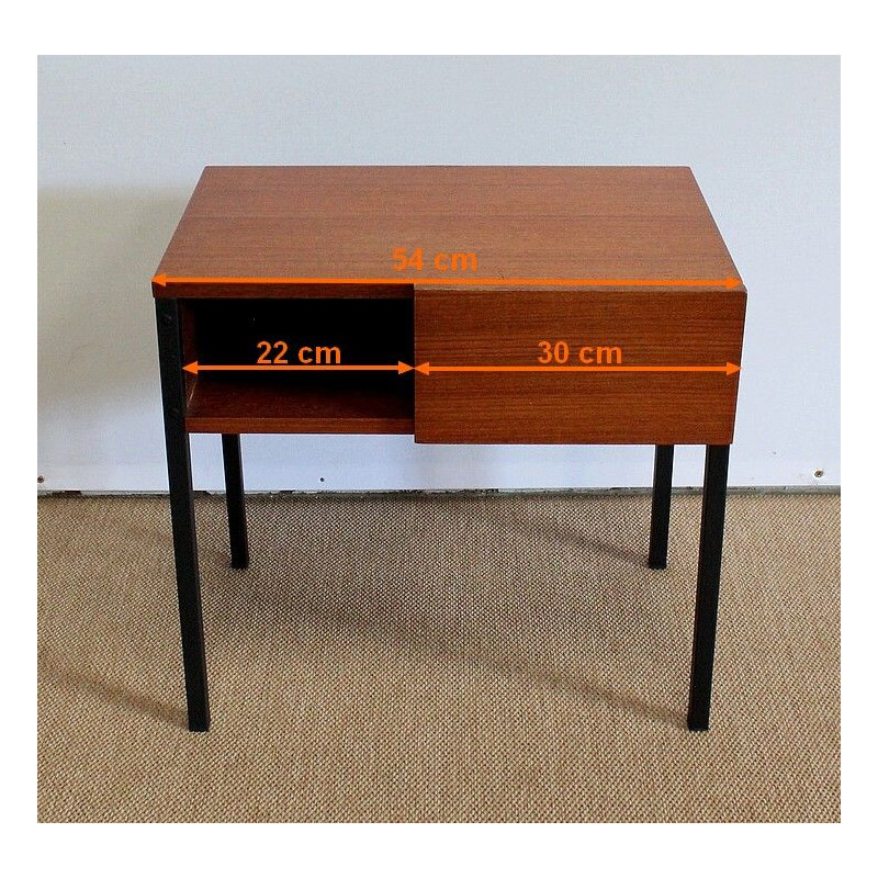 Pair of vintage teak night stand tables, 1960s