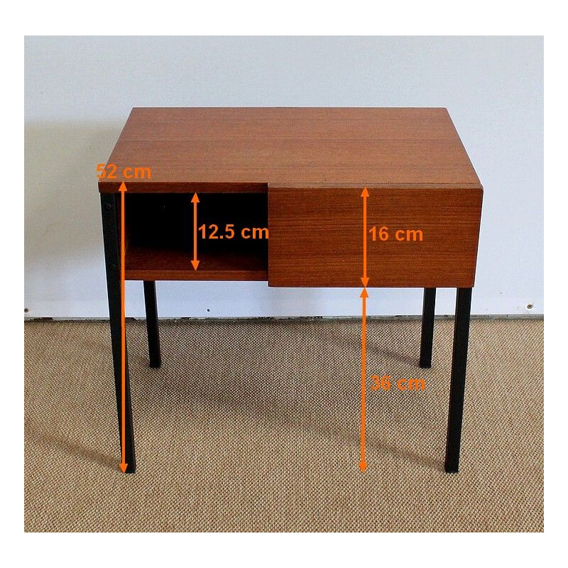 Pair of vintage teak night stand tables, 1960s