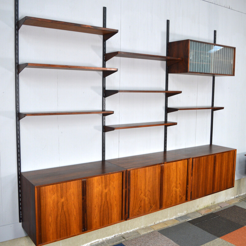 Modular wall unit system in rosewood, Kai KRISTIANSEN - 1960s