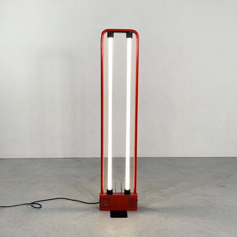 Red fluorescent vintage floor lamp by Gian N. Gigante for Zerbetto, 1980s