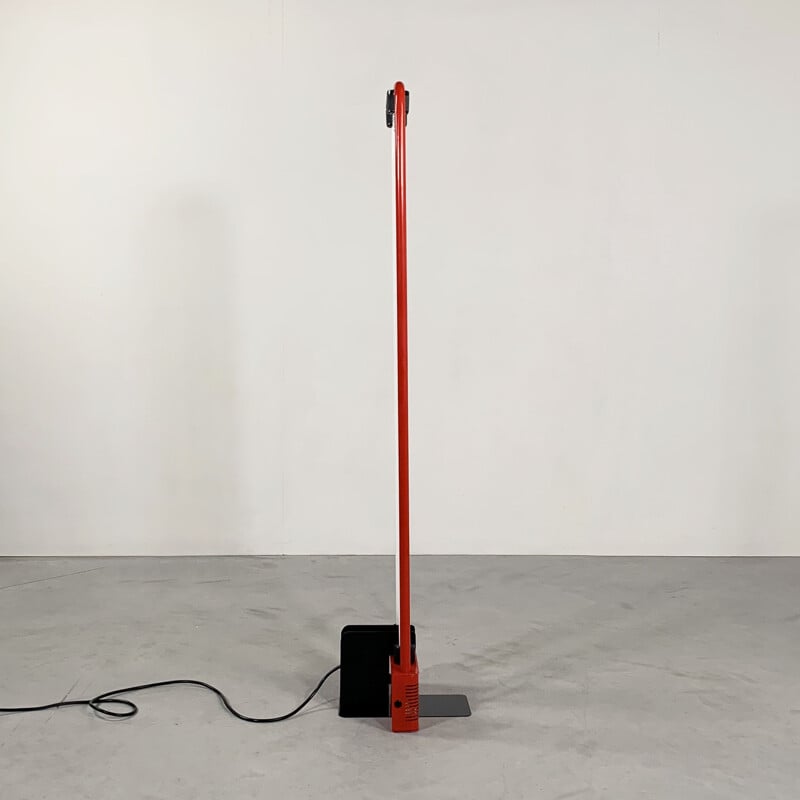Red fluorescent vintage floor lamp by Gian N. Gigante for Zerbetto, 1980s