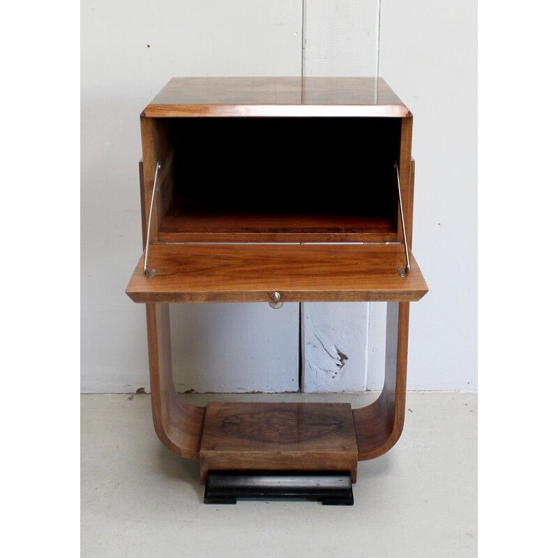 Vintage walnut night stand, Art Deco