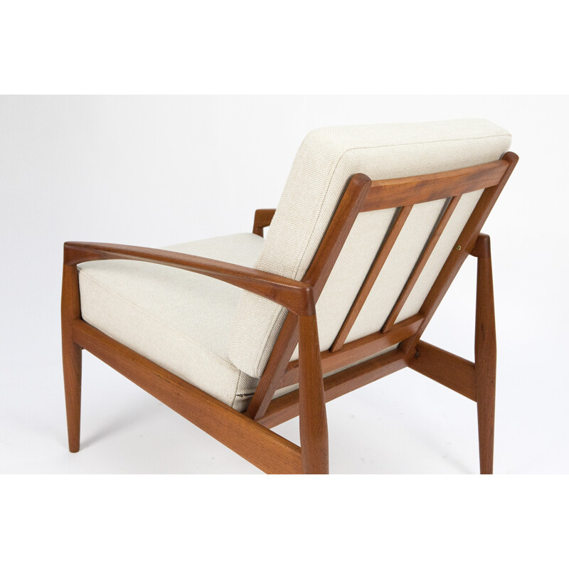 Pair of Magnus Olesen "161" armchairs in teak and fabric, Kai KRISTIANSEN - 1950s