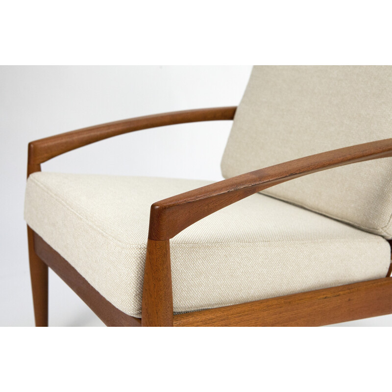 Pair of Magnus Olesen "161" armchairs in teak and fabric, Kai KRISTIANSEN - 1950s