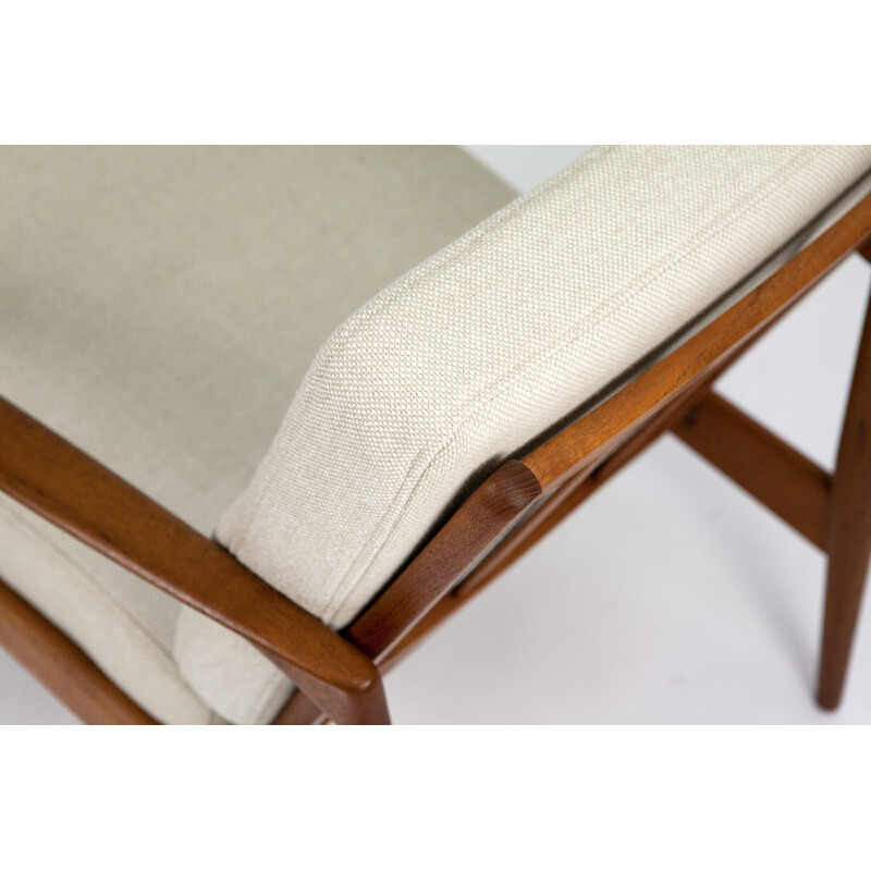 Pair of Magnus Olesen "161" armchairs in teak and fabric, Kai KRISTIANSEN - 1950s