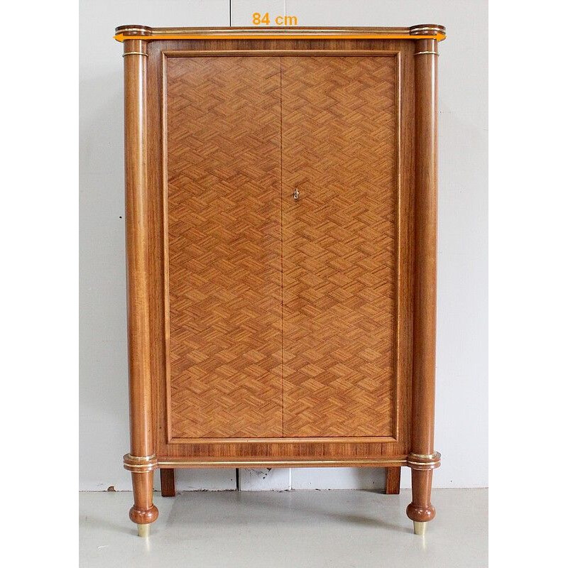 Vintage mahogany, rosewood and sycamore wardrobe by J. Leleu, 1940s