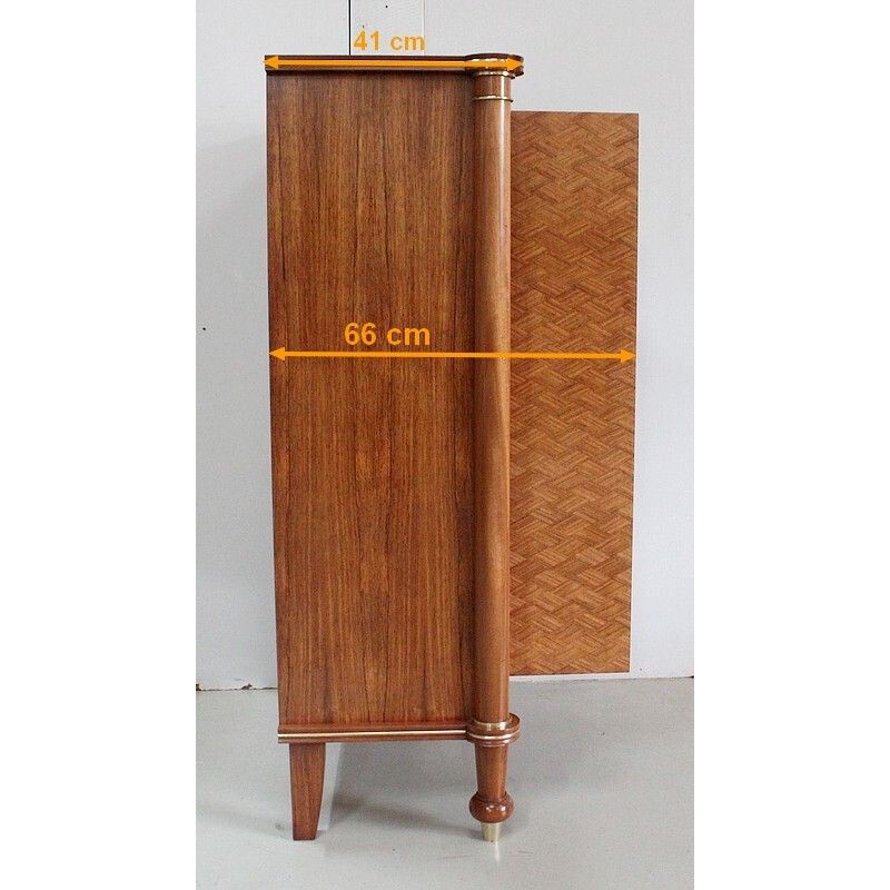 Vintage mahogany, rosewood and sycamore wardrobe by J. Leleu, 1940s