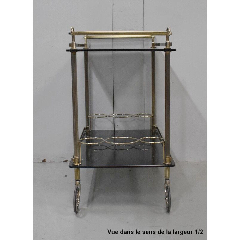 Vintage brass and smoked glass cart, 1970