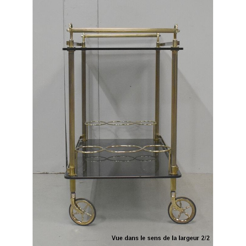 Vintage brass and smoked glass cart, 1970