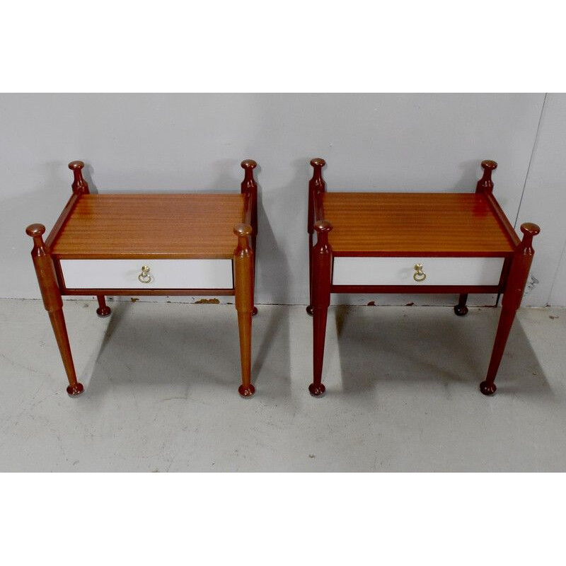 Pair of vintage mahogany night stands by Gautier, 1970s