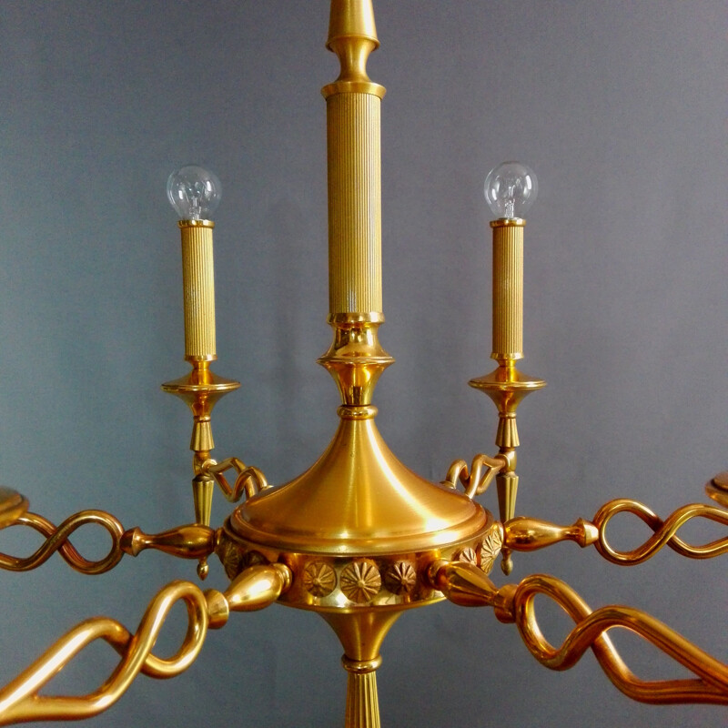 Vintage six-light chandelier by Oscar Torlasco for Lumi Milano, Italy 1950s