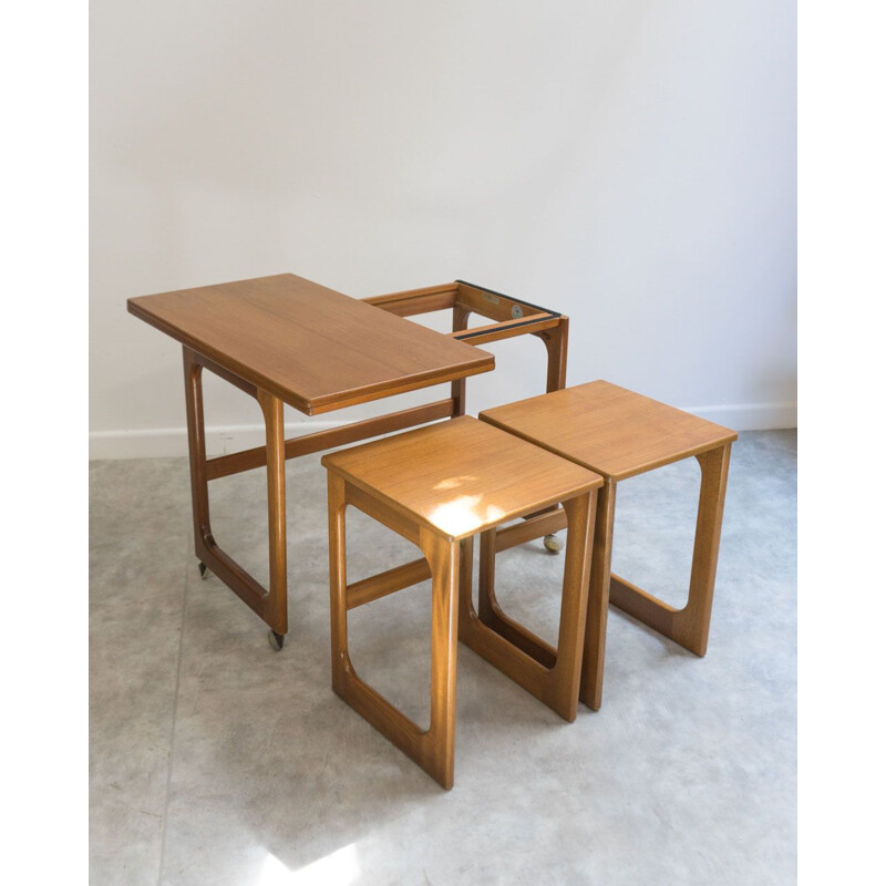 Conjunto de mesa e banco de teca Mcintosh Triform vintage, Reino Unido 1960