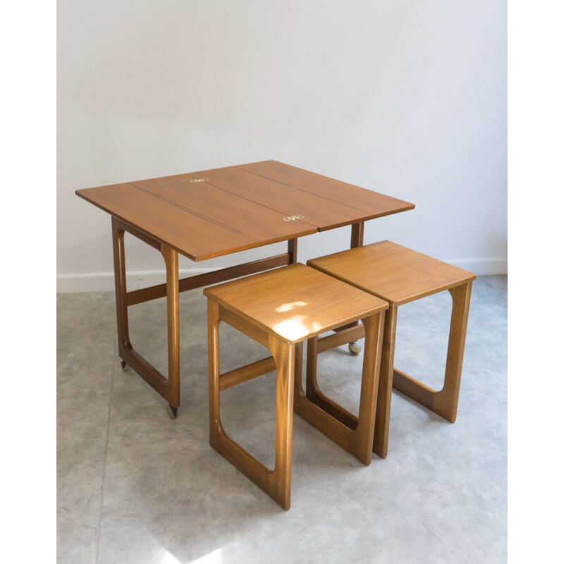 Conjunto de mesa e banco de teca Mcintosh Triform vintage, Reino Unido 1960