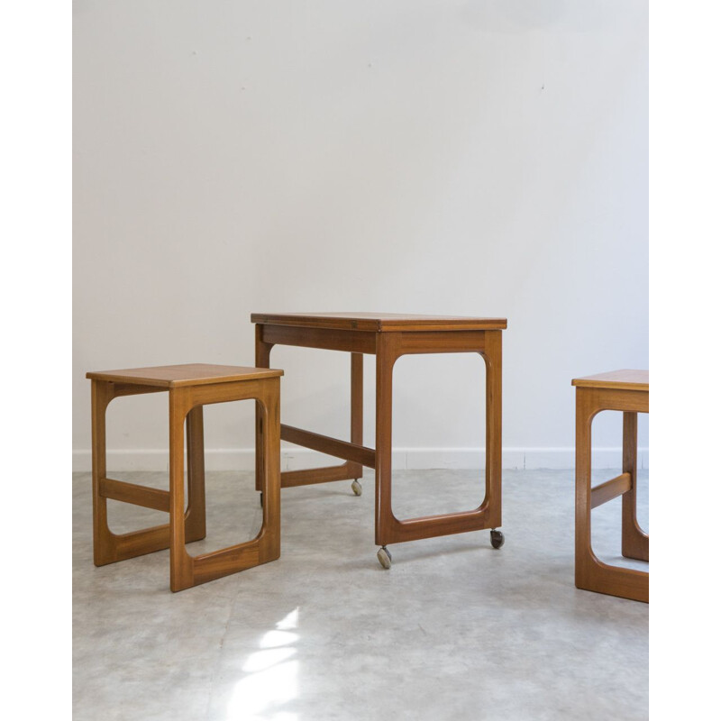 Set of vintage teak table and stools model Triform by Mcintosh, UK 1960s