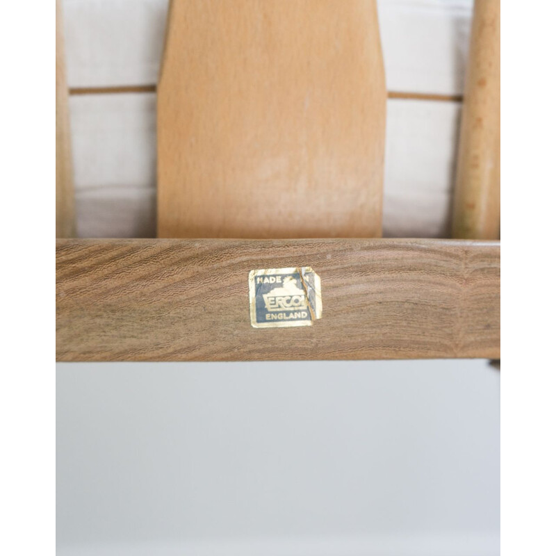 Sedia a dondolo vintage in olmo e faggio modello 7912 di L. Ercolani per Ercol, Regno Unito 1960
