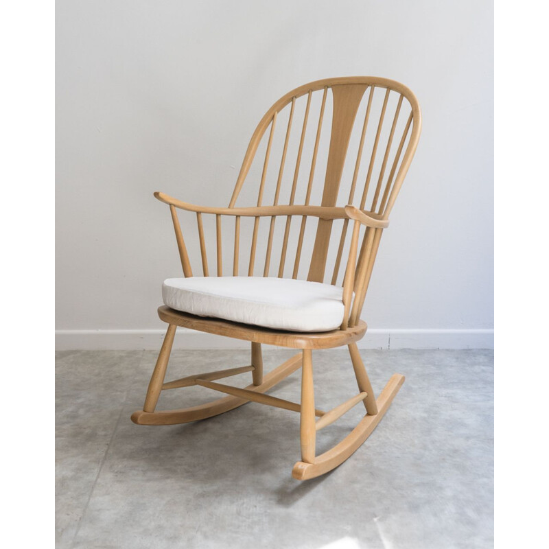 Elmwood and beechwood vintage rocking chair model 7912 by L. Ercolani for Ercol, UK 1960s