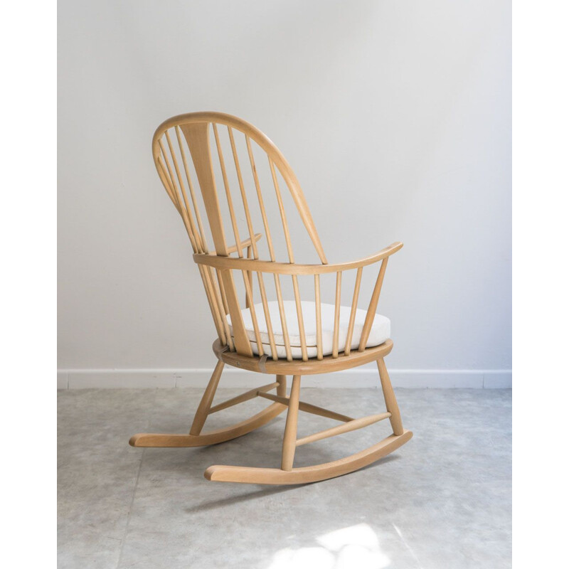 Elmwood and beechwood vintage rocking chair model 7912 by L. Ercolani for Ercol, UK 1960s