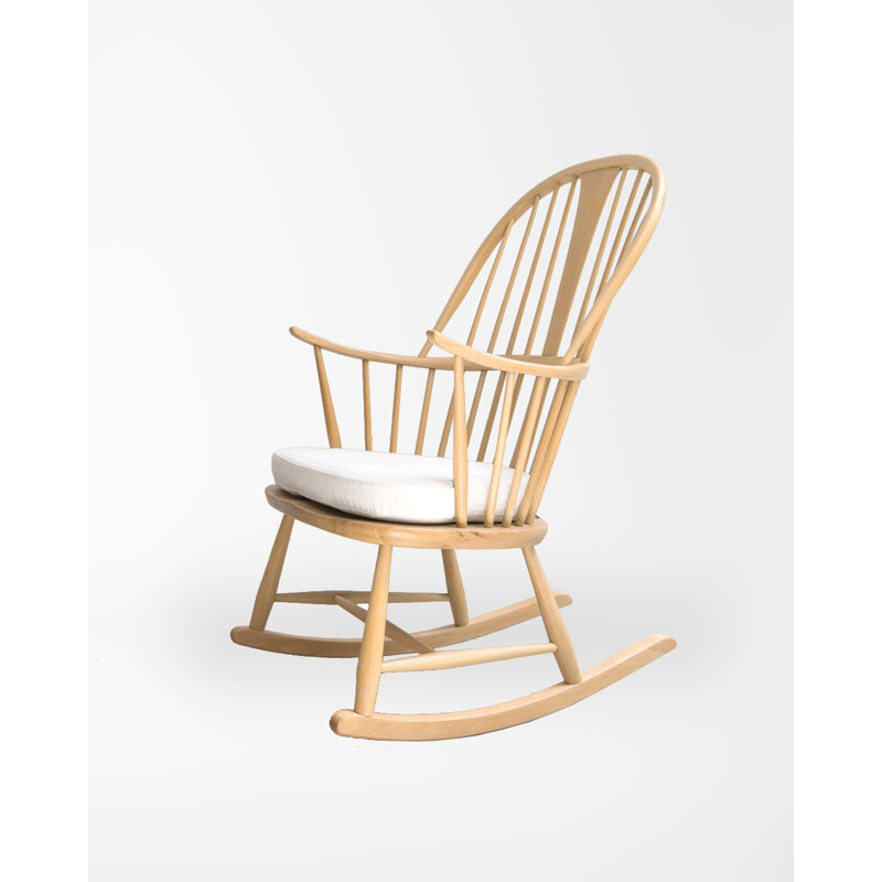 Elmwood and beechwood vintage rocking chair model 7912 by L. Ercolani for Ercol, UK 1960s