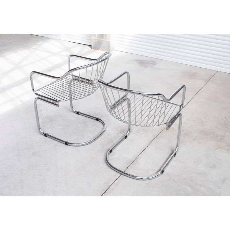 Pair of vintage chairs in chrome by Gastone Rinaldi for Rima, 1960s