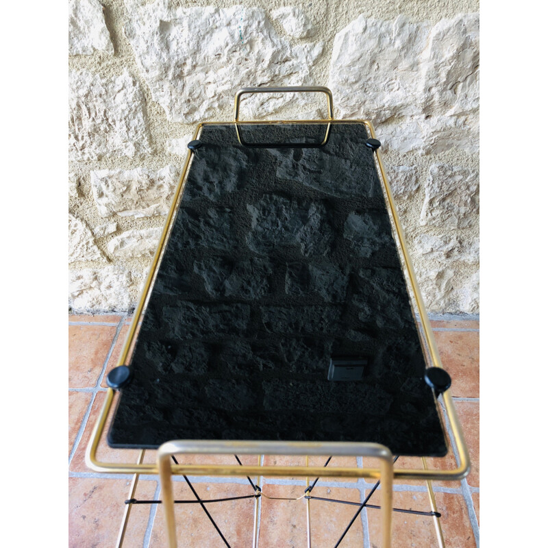 Vintage brass and smoked glass side table, 1960s