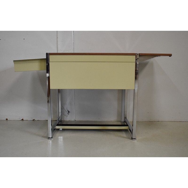 Vintage chrome metal and formica desk by Duo, 1970