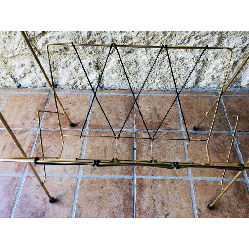 Vintage brass and smoked glass side table, 1960s