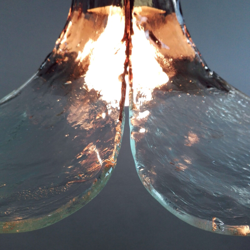 Vintage LS185 Lámpara de suspensión de cristal de Murano por Carlo Nason, Italia 1970