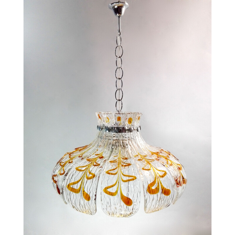 Vintage glass chandelier, Italy 1970