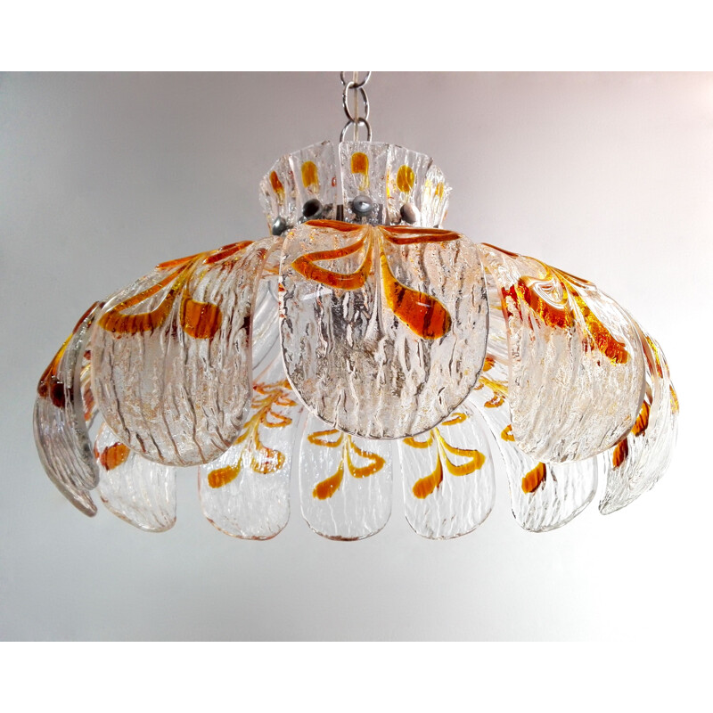 Vintage glass chandelier, Italy 1970