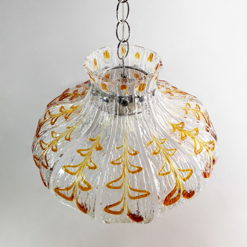 Vintage glass chandelier, Italy 1970