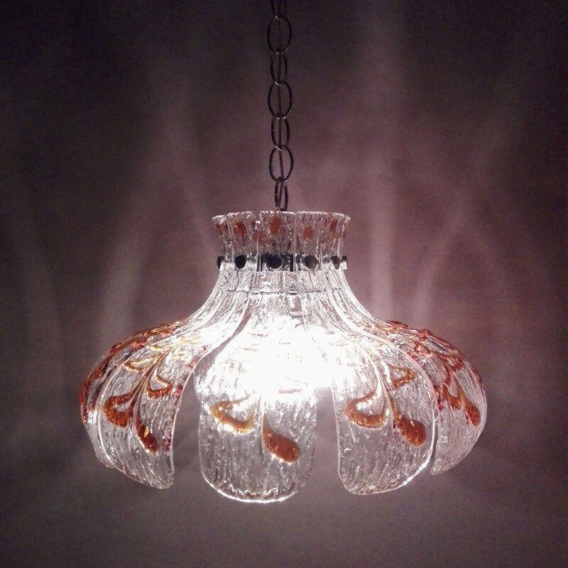 Vintage glass chandelier, Italy 1970