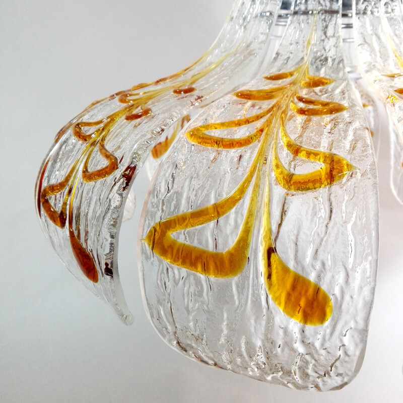 Vintage glass chandelier, Italy 1970