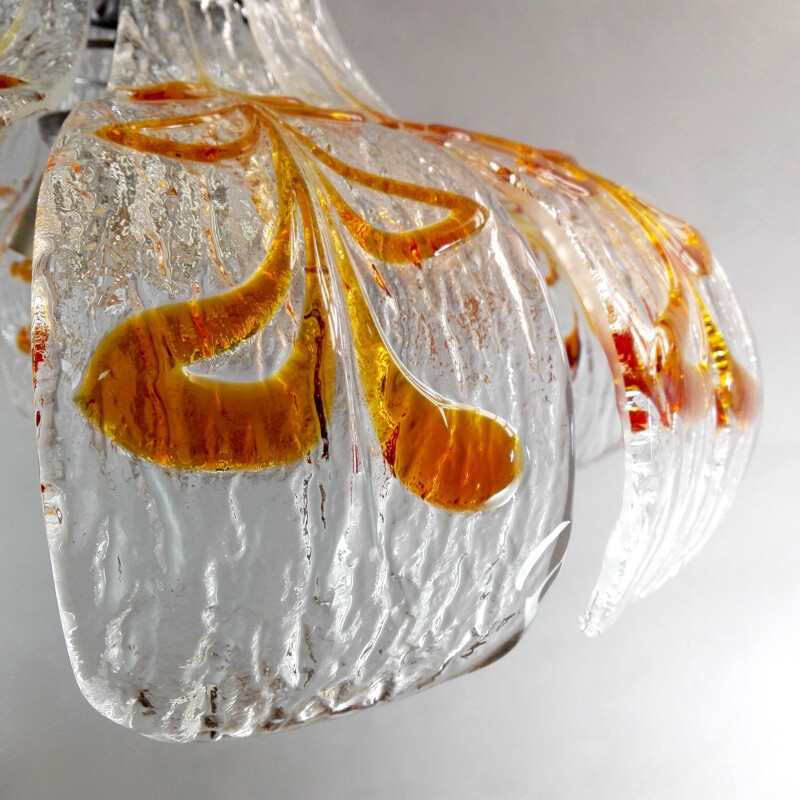 Vintage glass chandelier, Italy 1970